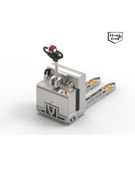 Der Leistungsfähige Gabelniederhubwagen besteht aus Inox-Edelstahl und ist Ihr Helfer in Bereichen mit gesonderten Hygienevorschriften.