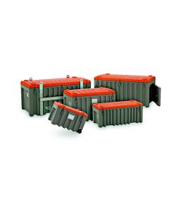 Die Transportboxen sind äußerst robust und schützen den Inhalt vor Schmutz und Nässe.
